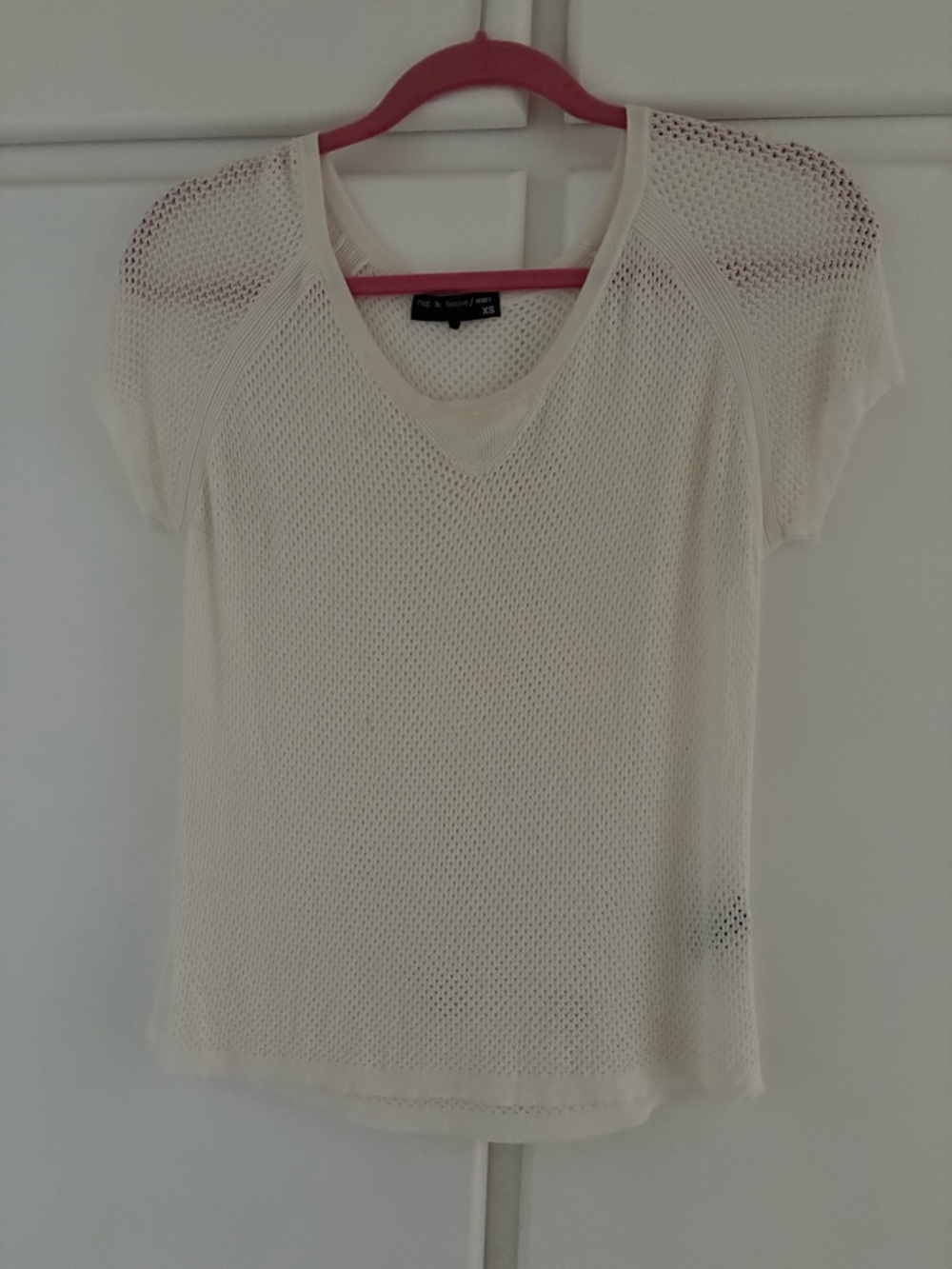 rag & bone Cream Short-Sleeve Mesh Knit Tee